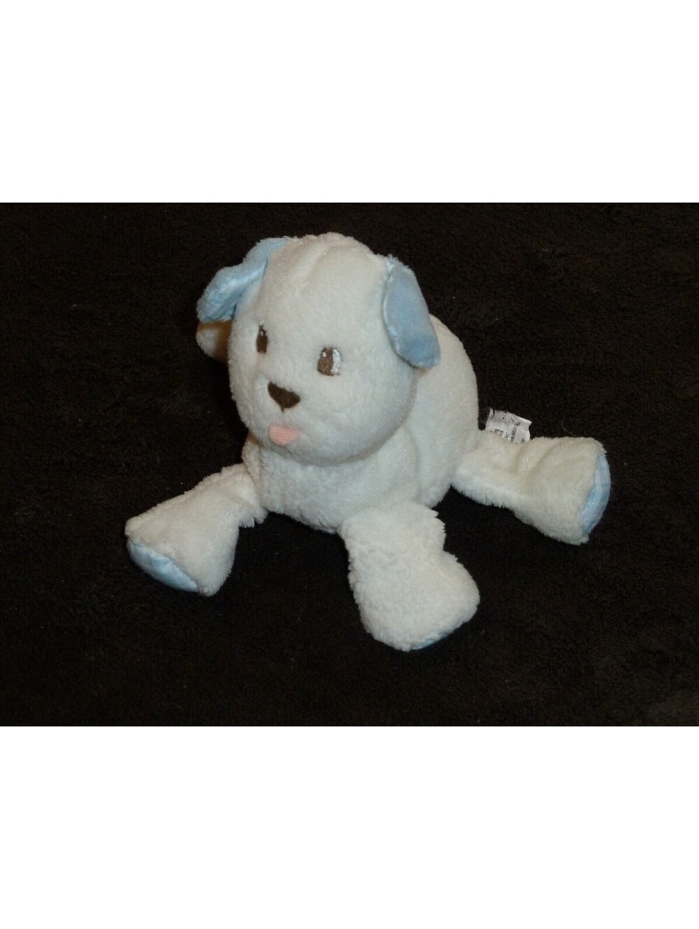 Amy Coe Tully Puppy Dog Small Plush Blue White With Plaid Feet 6”